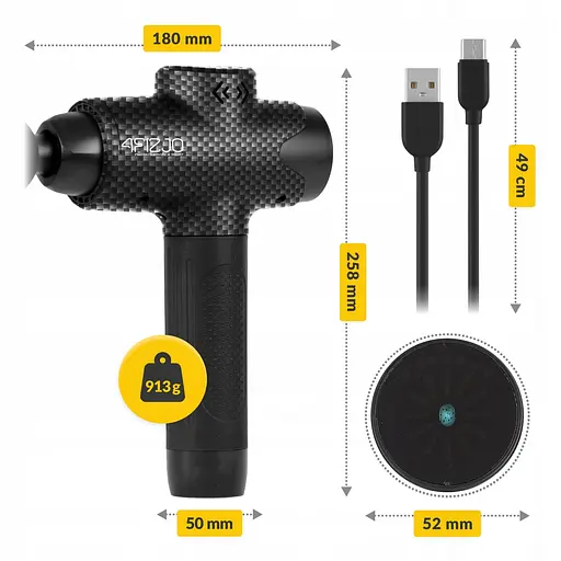 Ручний перкусійний масажер 4FIZJO Massage Gun Evo 30 Вт (масажний пістолет) 4FJ0591 (P-5907739319920) - фото 10