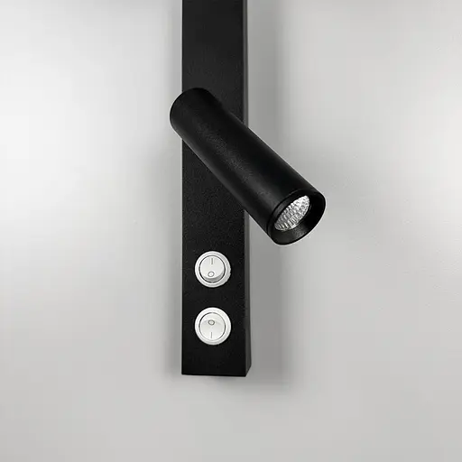 Бра у чорному корпусі із білим плафоном та спотом на 2 вимикачі | Арт. B 87/2 ВK | Line F - фото 2