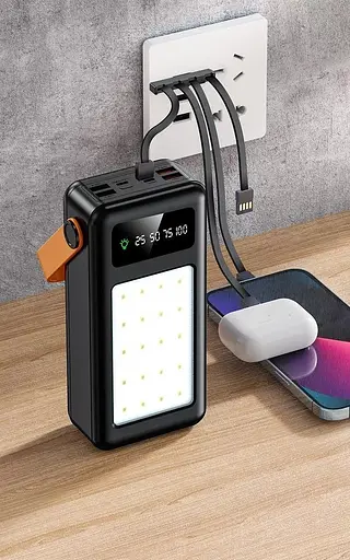 Портативный внешний аккумулятор Bilintong 50000mAh Power Bank + Led лампа Черный - фото 7