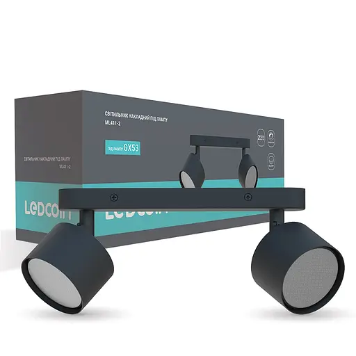 Спот Ledcoin ML411-2 під лампу чорний - фото 1