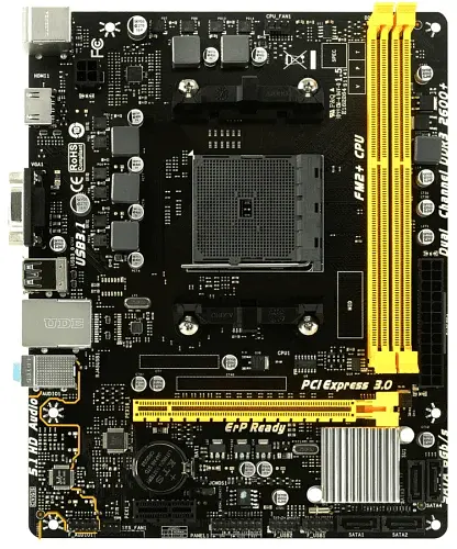 Мат.плата FM2+ (A68H) Biostar A68MHE, A68H, 2xDDR3, Int.Video(CPU), 4xSATA3, 1xPCI-E 16x 3.0, 1xPCI E 1x 2.0, ALC662, RTL8111H, 2xUSB 3.2 / 6xUSB 2.0, VGA/HDMI, mATX - фото 2