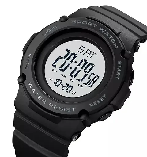 Спортивний наручний годинник Skmei 1957 (Чорний з білим циферблатом) - фото 3