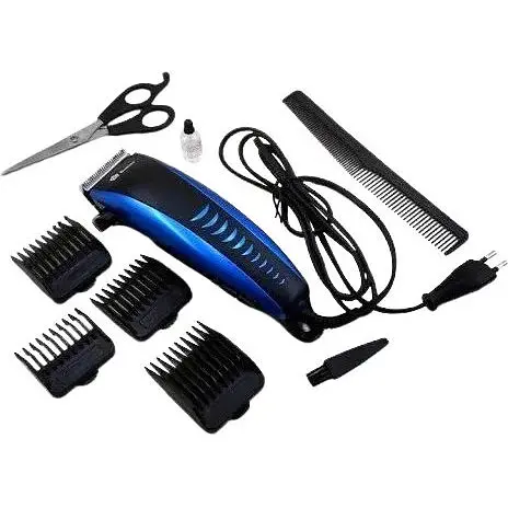 Машинка для стрижки Domotec MS-3302 4 насадки 45 мм нержавеющая сталь 12 Вт Черный с синим - фото 1