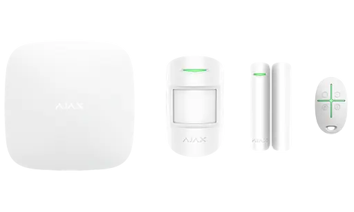 Комплект охоронної системи Ajax StarterKit, White, GSM/Ethernet, хаб, бездротовий датчик руху, бездротової датчика відкриття дверей, брелок з тривожною кнопкою
