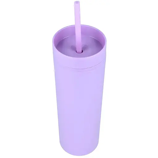 Охлаждающий матовый стакан 473 мл BPA-Free с трубочкой 21х6.5см violet - фото 1