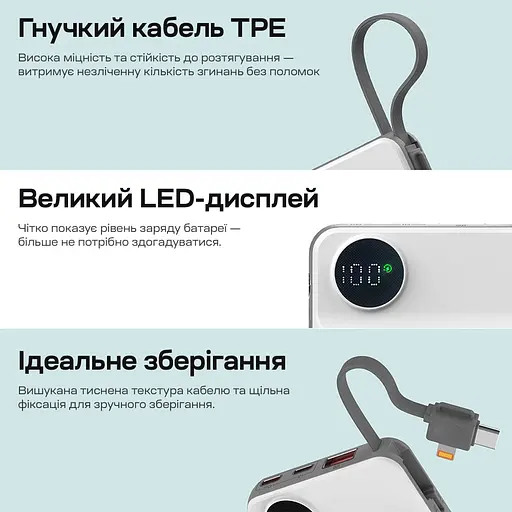 Повербанк 10000mAh Choetech B695 White QC3.0 PD3.0 бездротова зарядка смартфонів та Apple Watch (43-00143) - фото 10