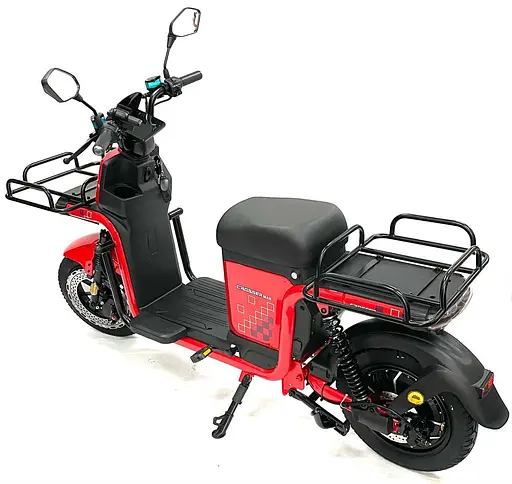 Электроскутер Грузовой с двумя большими багажниками Crosser SUPER MAX 1200W 60V30AH Li-Fe | USB зарядка Красный  - фото 10