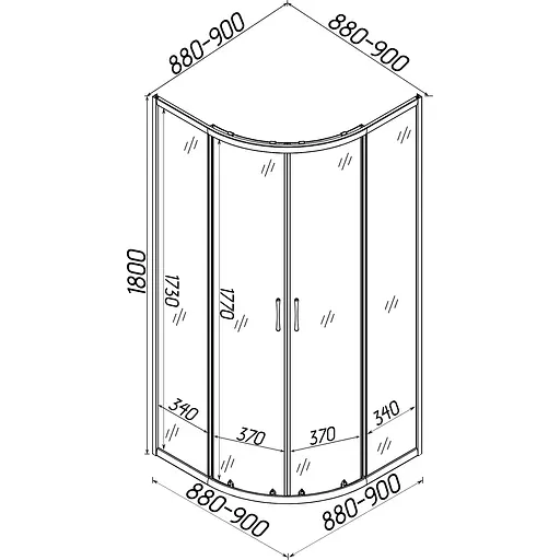 Душова кабіна Bravo півкругла без піддона Wisla N90TB.Mosaic 1 уп., Чорний матовий, інтимато - фото 5