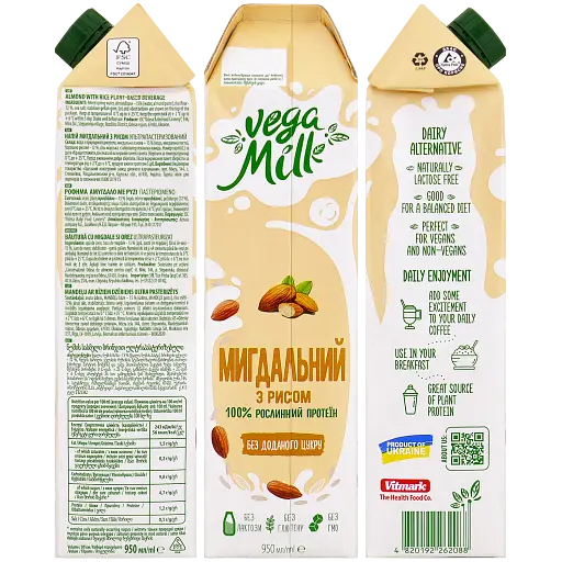 Молоко растительное Vega Milk Миндальное с рисом 1,5% 950 мл   - фото 2