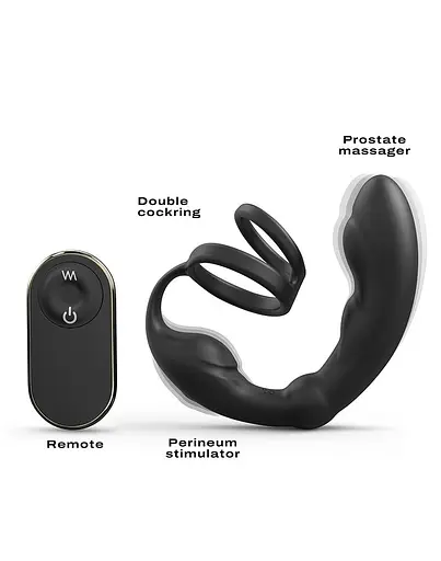 Эрекционное кольцо со стимулятором простаты Dorcel P- Ring 18 см черный - фото 8