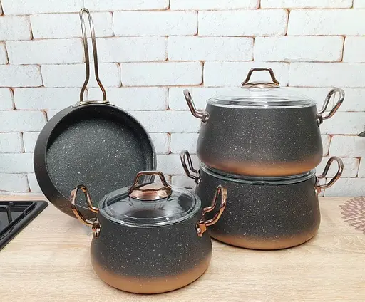 Набір каструль O.M.S. Collection 3041 з гранітно-мармуровим покриттям Мідний (Туреччина) - фото 2