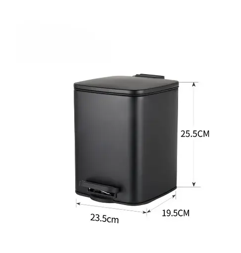 Мусорное ведро Zerix Kubix-TC0106 Black с плавным закрытием квадратное 6 л черный (ZX5890)  - фото 4