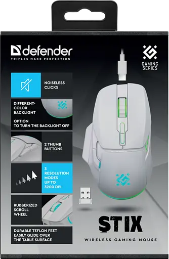 Миша Defender Stix GM-009 White (52009) - фото 6