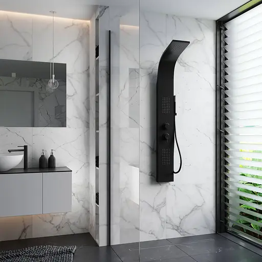 Душова панель Corsan Alto black A017MBL, Чорний матовий - фото 5