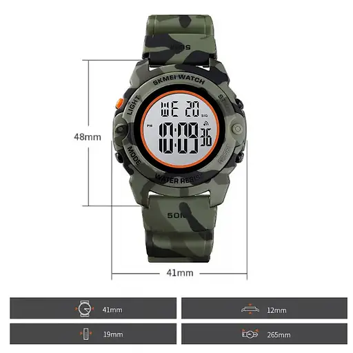 Детские наручные часы Skmei 1574 Зеленый камуфляж - фото 3