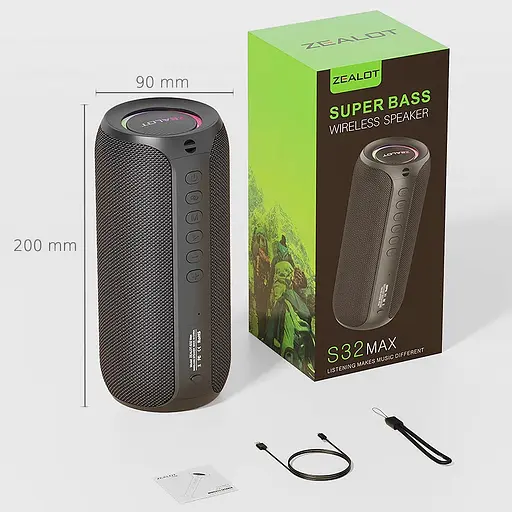 Портативна bluetooth колонка Zealot S32 Max з LED підсвічуванням чорний - фото 4