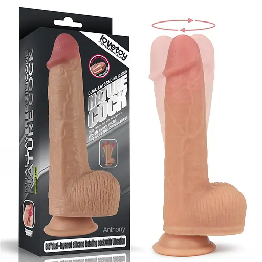 Реалістичний вібратор Lovetoy Dual Layer Rotating Nature Cock Anthony 21.5 см тілесний - фото 2