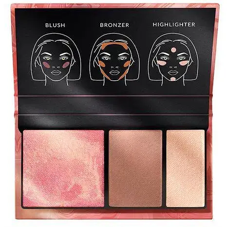 Палетка Avon для макіяжу обличчя: рум'яна бронзер хайлайтер 3 в 1 3.8 г Golden Hour - фото 1