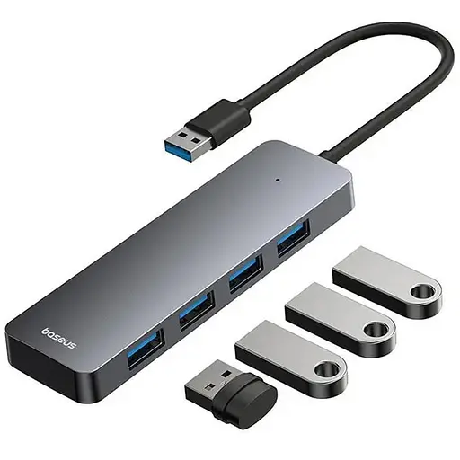 Переходник HUB Baseus UltraJoy Series Lite 4-Port (USB-A to 4xUSB3.0+Type-C) (1m) (B0005280B811-02) Space Grey - фото 2