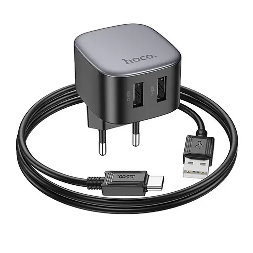 Сетевое зарядное устройство Hoco CS31A 2 х USB + кабель Type-C - фото 3