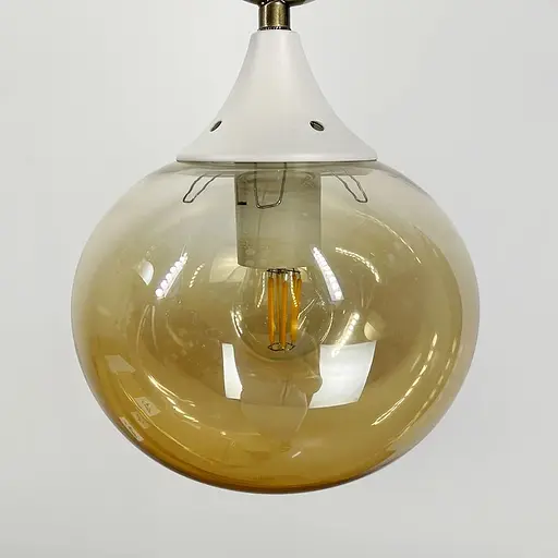 Підвісний світильник із янтарним плафоном у білому корпусі 44х16 см | Арт. 12616/1 WT+AM | Line F - фото 5