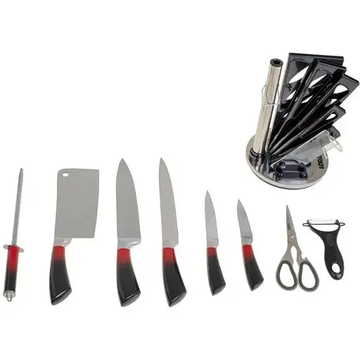 Набір ножів з підставкою 9 шт. Black+Red (NS41SETKN) - фото 5