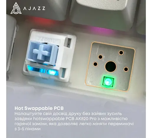 Клавиатура игровая механическая беспроводная Ajazz AK-820B PRO Black RGB Flying Fish Switch Hot-Swap 2.4G/Bluetooth/USB - фото 8