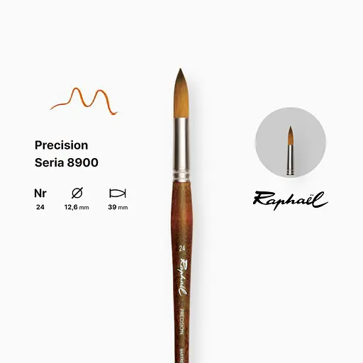 Кисть синтетика круглая Raphael Precision, №24, для акрила и масла, длинная ручка - фото 2