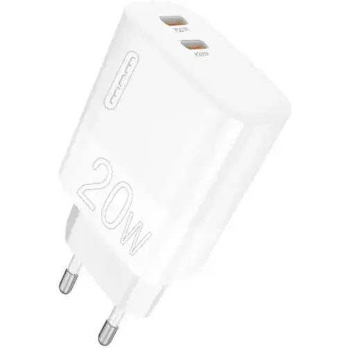 Зарядный адаптер блок на 2 выхода WUW-C193 PD20W+PD20W Charger USB C + USB C white - фото 1