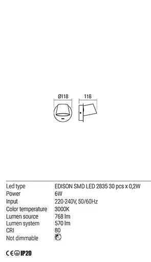 Бра Redo SHAKER AP LED 6W IP20 SAND BLACK (5.1.2) 01-1739 - фото 3