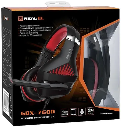 Ігрова гарнітура Real-EL GDX-7600 Black-Red (EL124100028) - фото 8