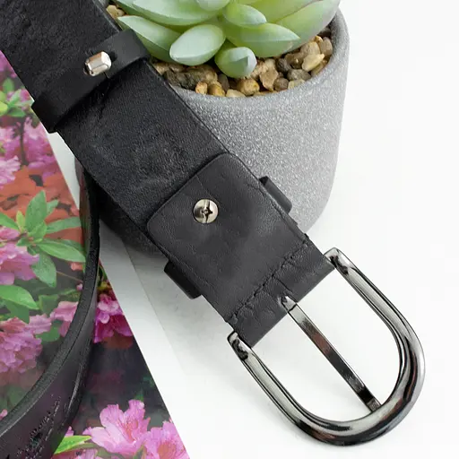 Ремінь жіночий шкіряний батальний SF-3533 чорний (145 см) - фото 5