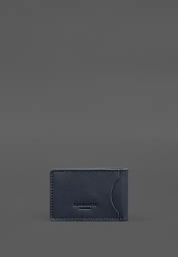 Кожаная обложка на удостоверение ГСЧС с карманом синяя - фото 5