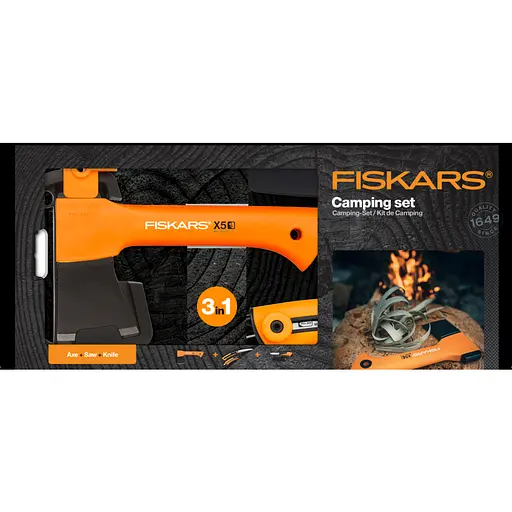 Подарунковий набір Fiskars Camping Set, сокира X5 XXS + ніж Pro Universal + пилка SW73 (1057912) - фото 2