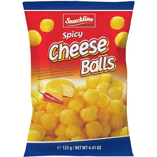 Снек кукурудзяний Snackline Spicy cheese balls зі смаком сиру та спецій 125 г  - фото 1