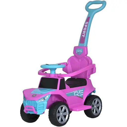 Детская каталка-толокар Bambi Racer 2 в 1 с музыкой и светом, розовая с голубым