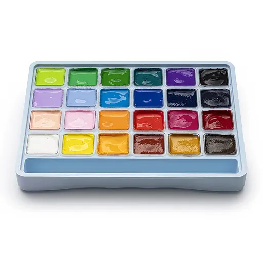 Набор гуашевых красок Jelly Cup 24×30 мл голубой пластиковый пенал HIMI - фото 7