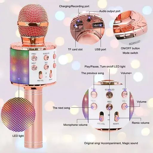 Мікрофон з караоке Epik WS858L Rose Gold [124191] - фото 2