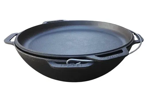 Чавунний азіатський казан Brizoll KA15-2 з кришкою сковородою для багаття туристичний 15 л - фото 2