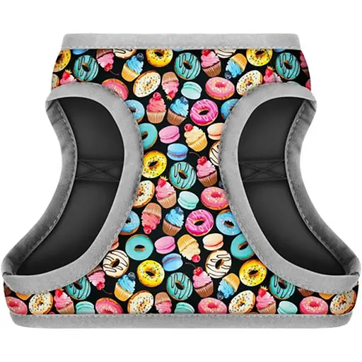 Шлея для собак Waudog Clothes м'яка з QR паспортом, малюнок "Пончики", S2 - фото 2