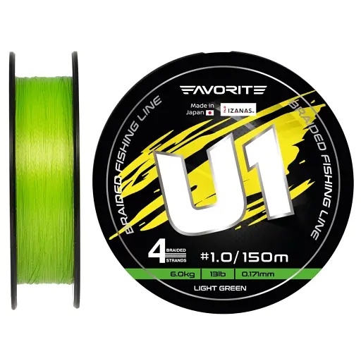 Шнур Favorite U1 PE 4x 150 м (light green) 1.0/0.171 мм 13 lb/6.0 кг