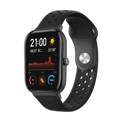 Ремешок силиконовый Boorui для часов 20 мм Nike design черный (с кнопкой) - фото 4