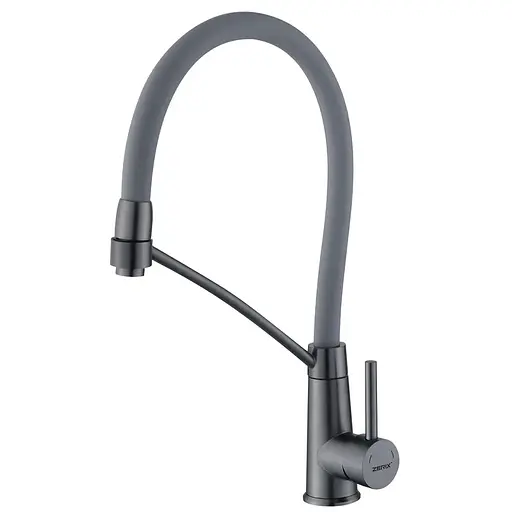 Змішувач для кухні з силіконовим виливом Zerix FUL-017 graphite refl.gray ZX5996, Графіт - фото 1