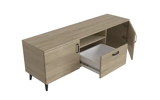 Тумба Лестер на конусних ніжках Ferrum-decor 48x139x38 Чорний метал ДСП Дуб Сонома 16 мм (FRD-106804) - фото 4