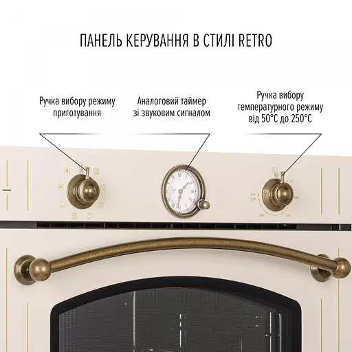 Духовой шкаф электрический Perfelli Retro 6A8N Beige - фото 12