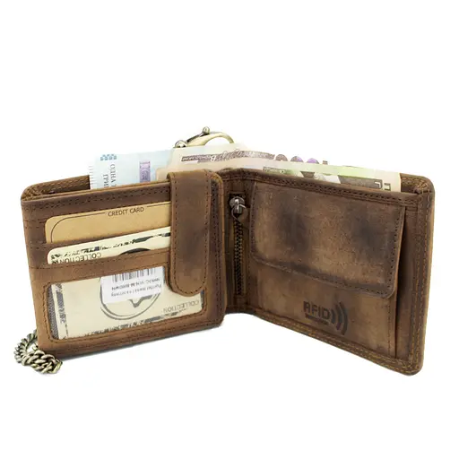 Мужской кожаный кошелек с мотоциклом коричневый Always Wild N992C-VIN-M - фото 8