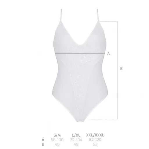 Боди с ажурным декором и открытым шагом Passion Ursula Body white L/XL - фото 5