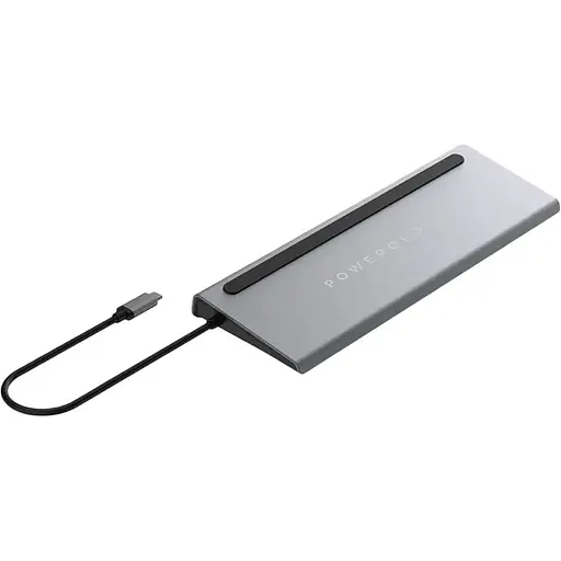 Підставка для ноутбука Powerology з багатопортовим концентратором 11 в 1 VGA, USB Type C, Ethernet, HDM