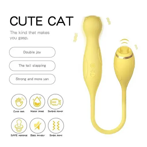 Двосторонній гнучкий вібратор силіконовий акумуляторний Lilo 3в1 для жінок жовтий - фото 3