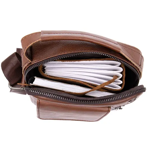 Кожаный мессенджер мужской Vintage 18х20,5х5,5 см sum0013932 - фото 4